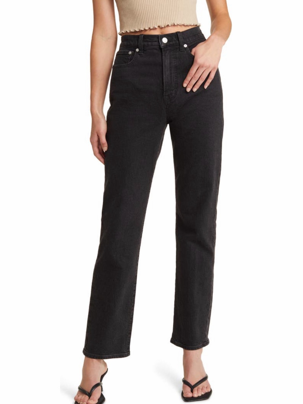 Madewell ’90s Straight Jeans Black Wash High Rise Straight Leg Size 26 💛